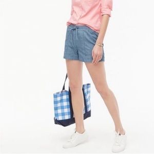 J.Crew Chambray Drawstring Shorts Sz XS Blue 100% Cotton